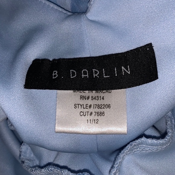 Vintage Blue sleeveless lined dress with flowers by B. Darlin size 11/12 - Picture 11 of 12